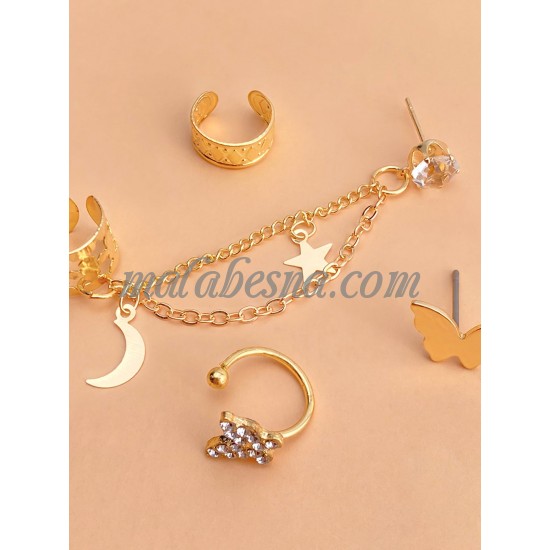 Golden Rhinestone Butterfly earrings
