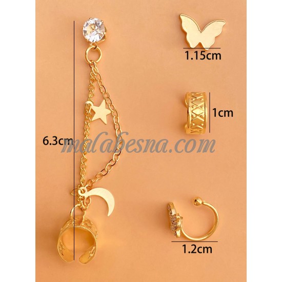 Golden Rhinestone Butterfly earrings