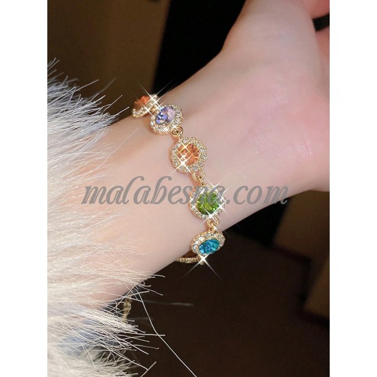 Golden Rhinestone bracelet with zircon