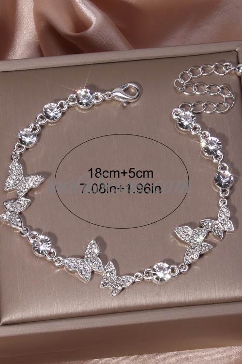 Silver Rhinestone bracelet with many Butterfly