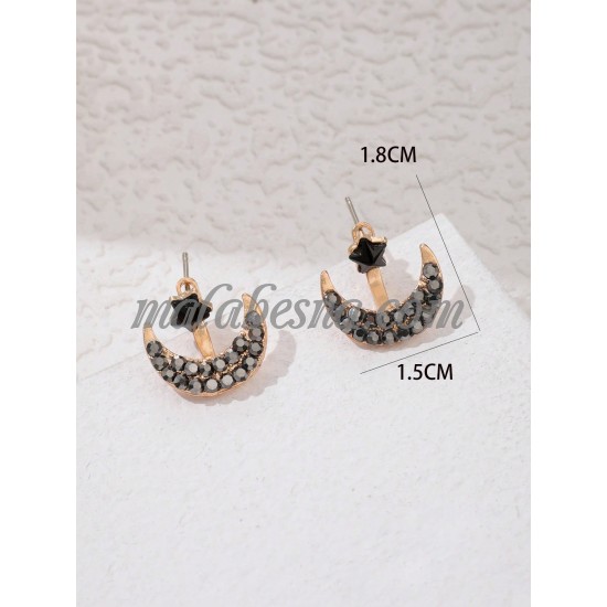 Multi color moon and star earrings