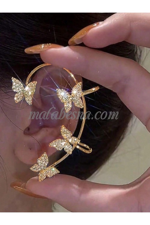 Golden Earrings with 4 butterflies around the ear