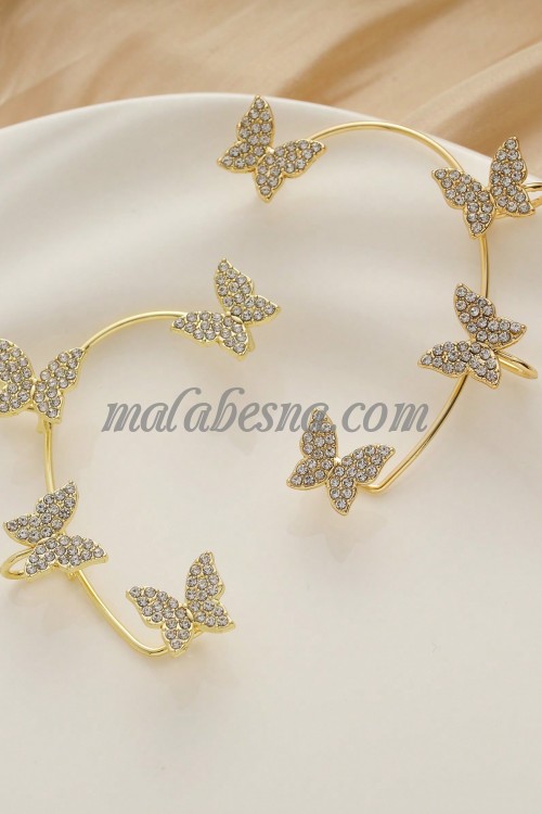 Golden Earrings with 4 butterflies around the ear