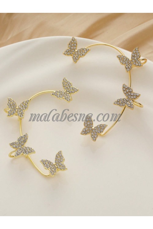 Golden Earrings with 4 butterflies around the ear