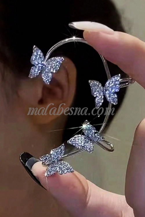 Silver Earrings with 4 butterflies around the ear