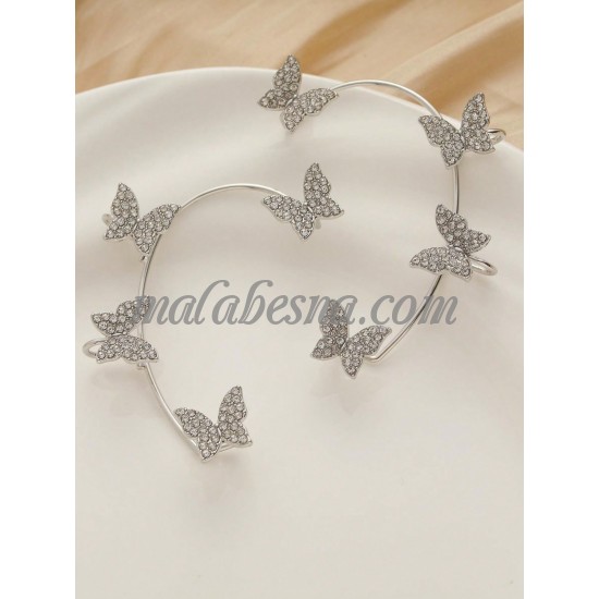 Silver Earrings with 4 butterflies around the ear Silver Earrings with 4 butterflies around the ear