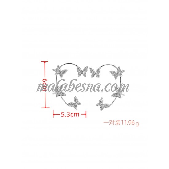 Silver Earrings with 4 butterflies around the ear Silver Earrings with 4 butterflies around the ear