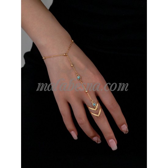 Golden Ring and bracelet chain attached together