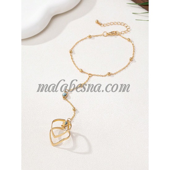 Golden Ring and bracelet chain attached together