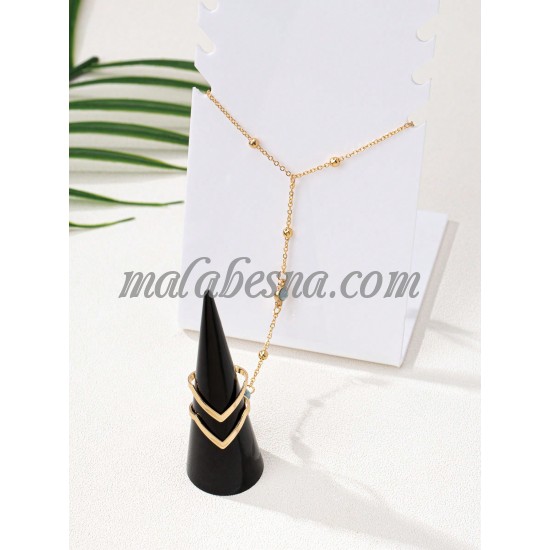 Golden Ring and bracelet chain attached together