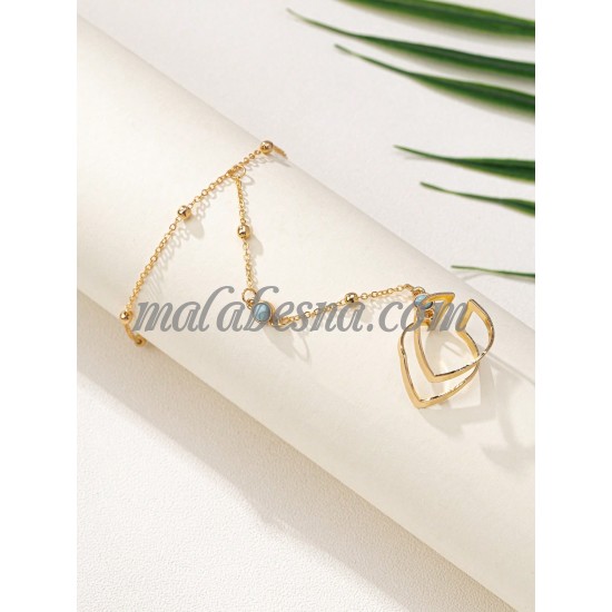 Golden Ring and bracelet chain attached together
