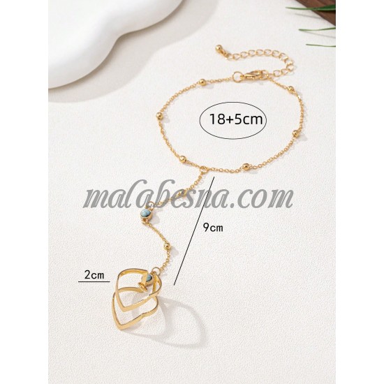 Golden Ring and bracelet chain attached together