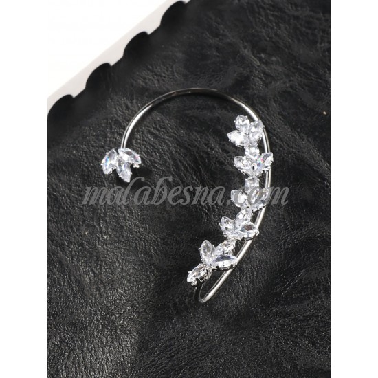 Hanging silver around the ear leaf earrings