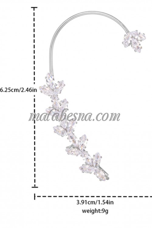Hanging silver around the ear leaf earrings