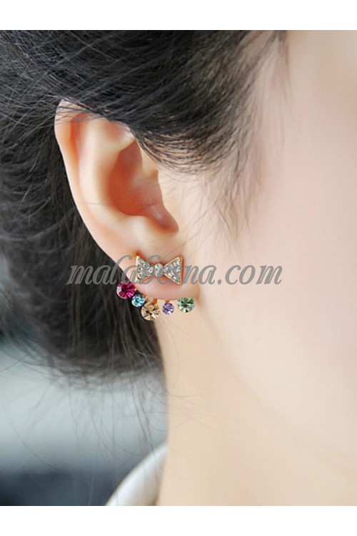 Golden Rhinestone Bowknot Ear Clip