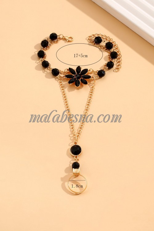Black Flower Decorated Glove Bracelet