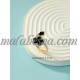 Golden Open ring with black flower