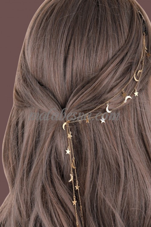 Chain hair clip with stars and moons