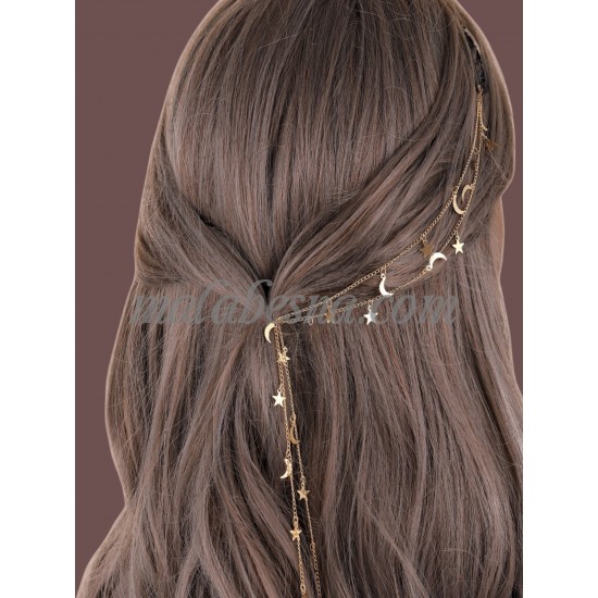 Chain hair clip with stars and moons