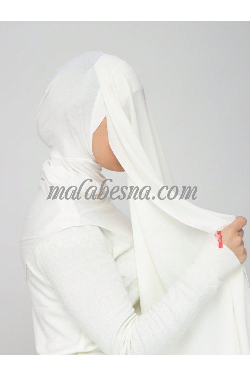 White Ready-made chiffon hijab