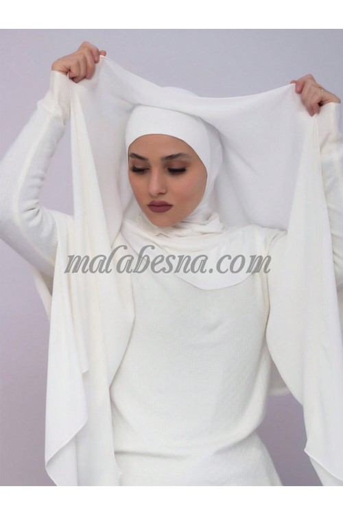 White Ready-made chiffon hijab