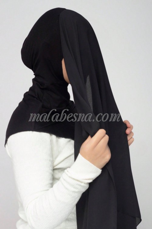 Black Ready-made chiffon hijab