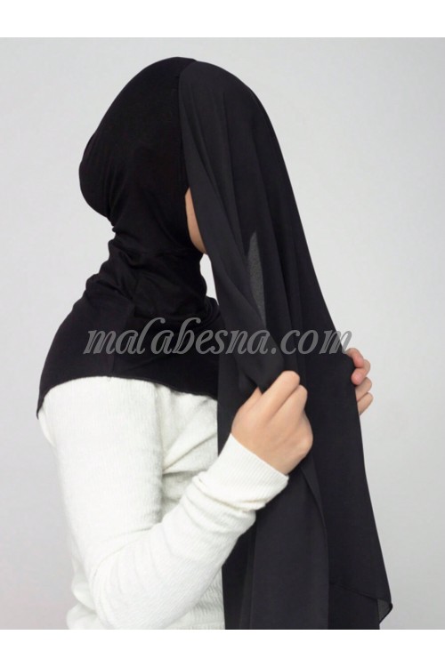 Black Ready-made chiffon hijab