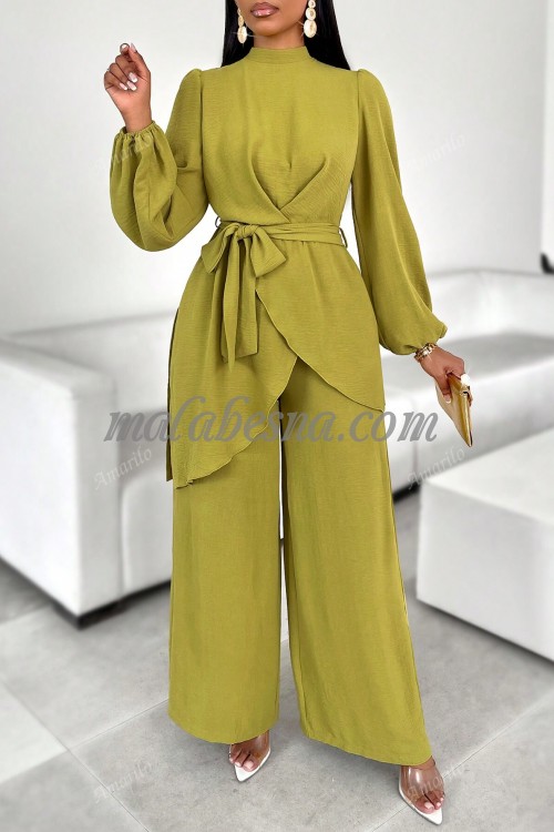 Green 2 Piece Set with Wide Cut Belt