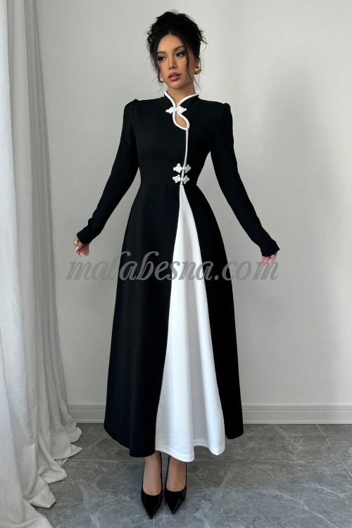 Black dress with white in the middle