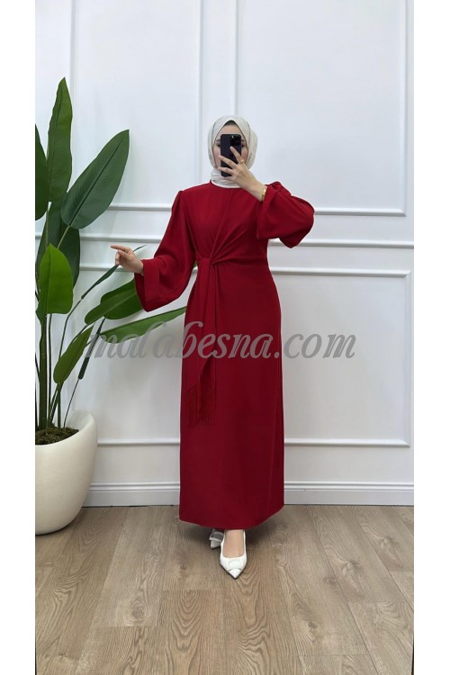 Red dress with side belt