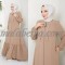 Beige abaya with zipper and layers from down