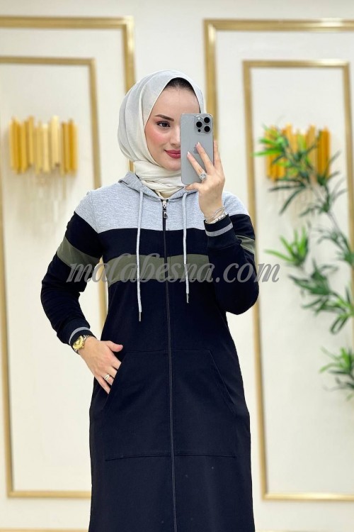 2 pieces black jacket with green line on the jacket