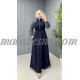 Dark blue Sporty abaya with gray color with intire belt