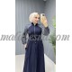 Dark blue Sporty abaya with gray color with intire belt
