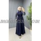 Dark blue Sporty abaya with gray color with intire belt
