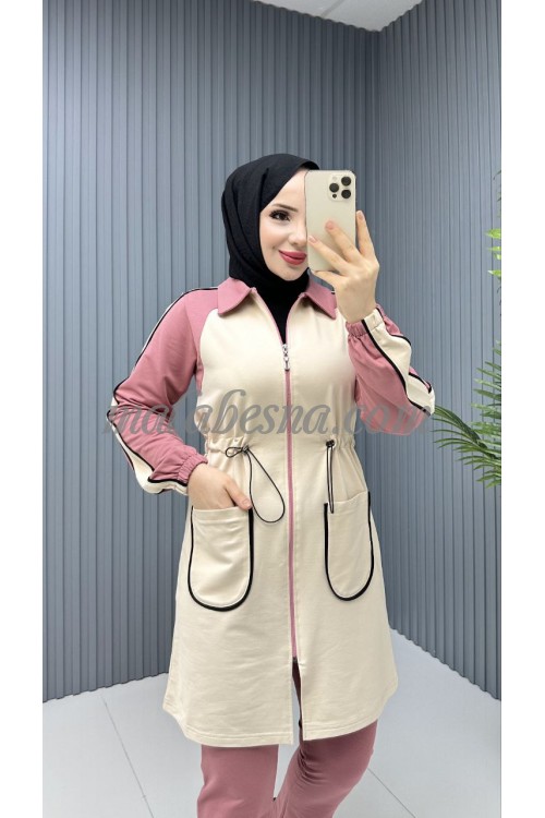 2 pieces pink and beige suit