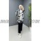 3 Pieces balck and white suit with flowers pattern on the jacket
