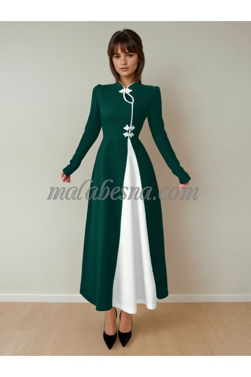 Green dress with white in the middle