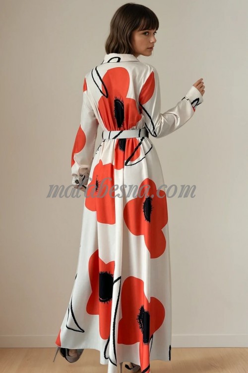 White and orange dress