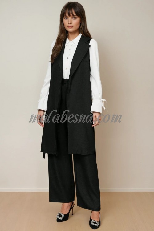 3 pieces black suit with white shirt vest and pants