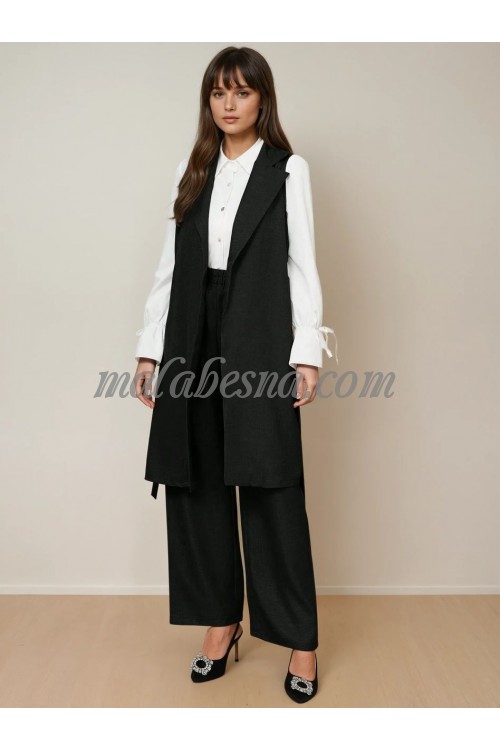3 pieces black suit with white shirt vest and pants
