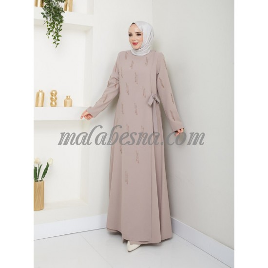 Beige abaya with shiny pearls Beige abaya with shiny pearls