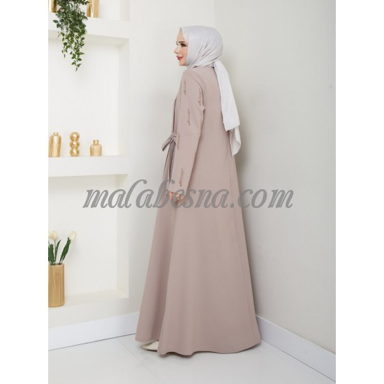 Beige abaya with shiny pearls Beige abaya with shiny pearls