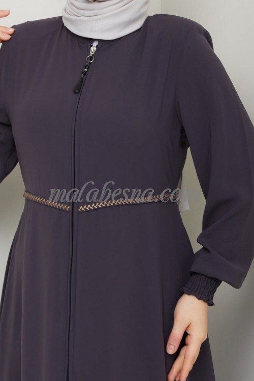 Gray abaya with pattern on the middle