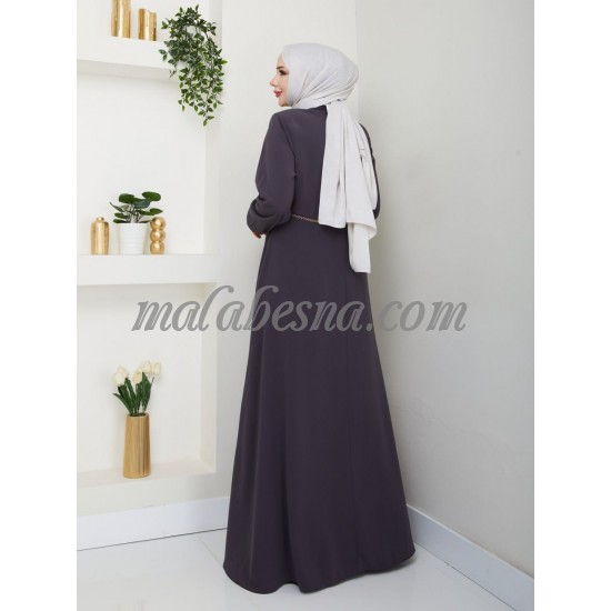 Gray abaya with pattern on the middle Gray abaya with pattern on the middle