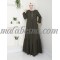 Green abaya with pattern on the chest with zipper and layer from down