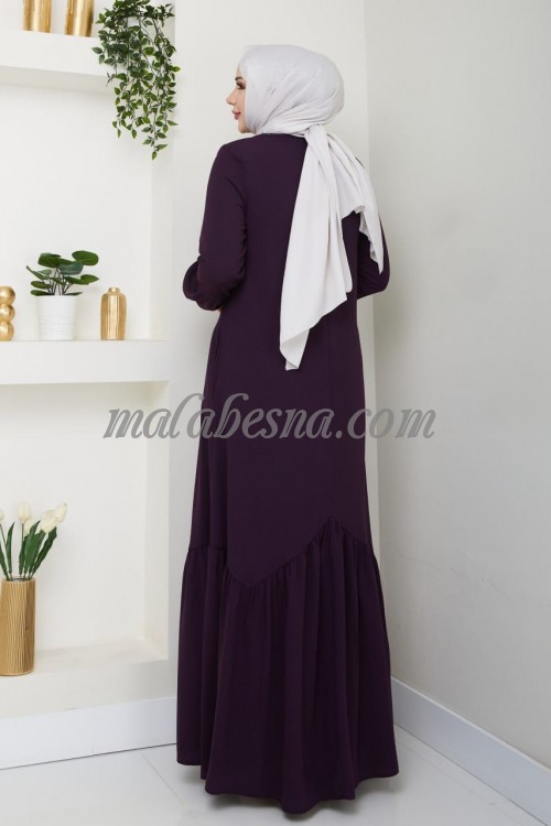 purple abaya with zipper and zigzag design from down