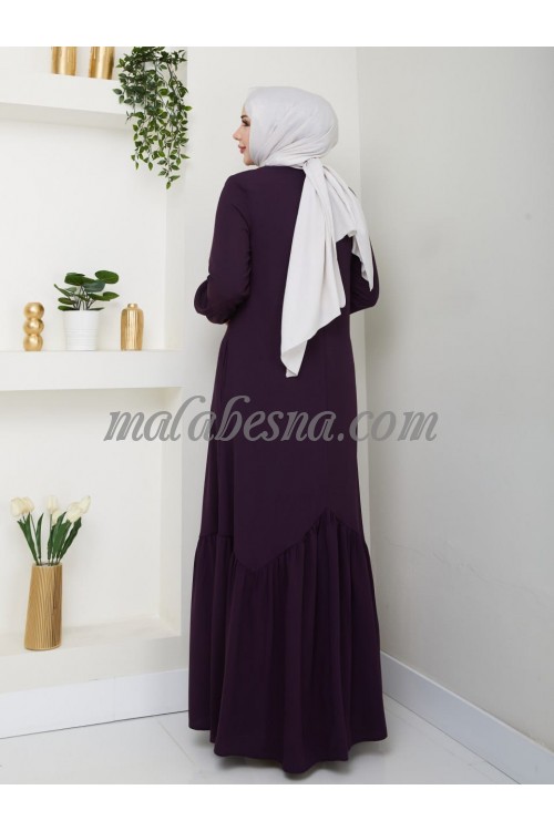 purple abaya with zipper and zigzag design from down