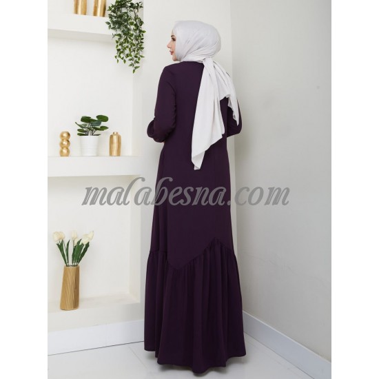 purple abaya with zipper and zigzag design from down purple abaya with zipper and zigzag design from down