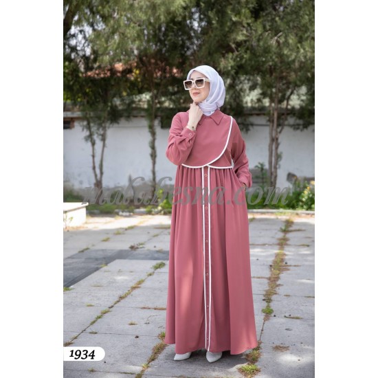 pink dress with white lines and buttons from infront with pockets pink dress with white lines and buttons from infront with pockets